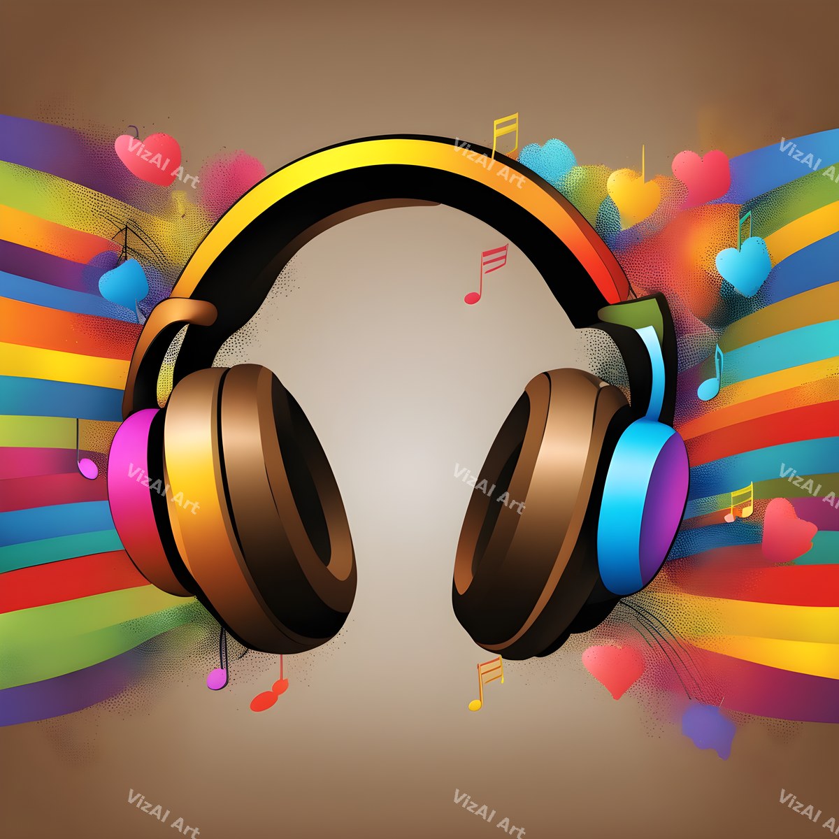 Rainbow Splash Headphones Art — print 6