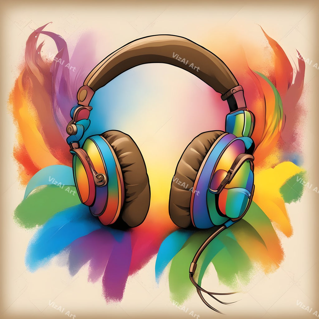 Rainbow Splash Headphones Art — print 8