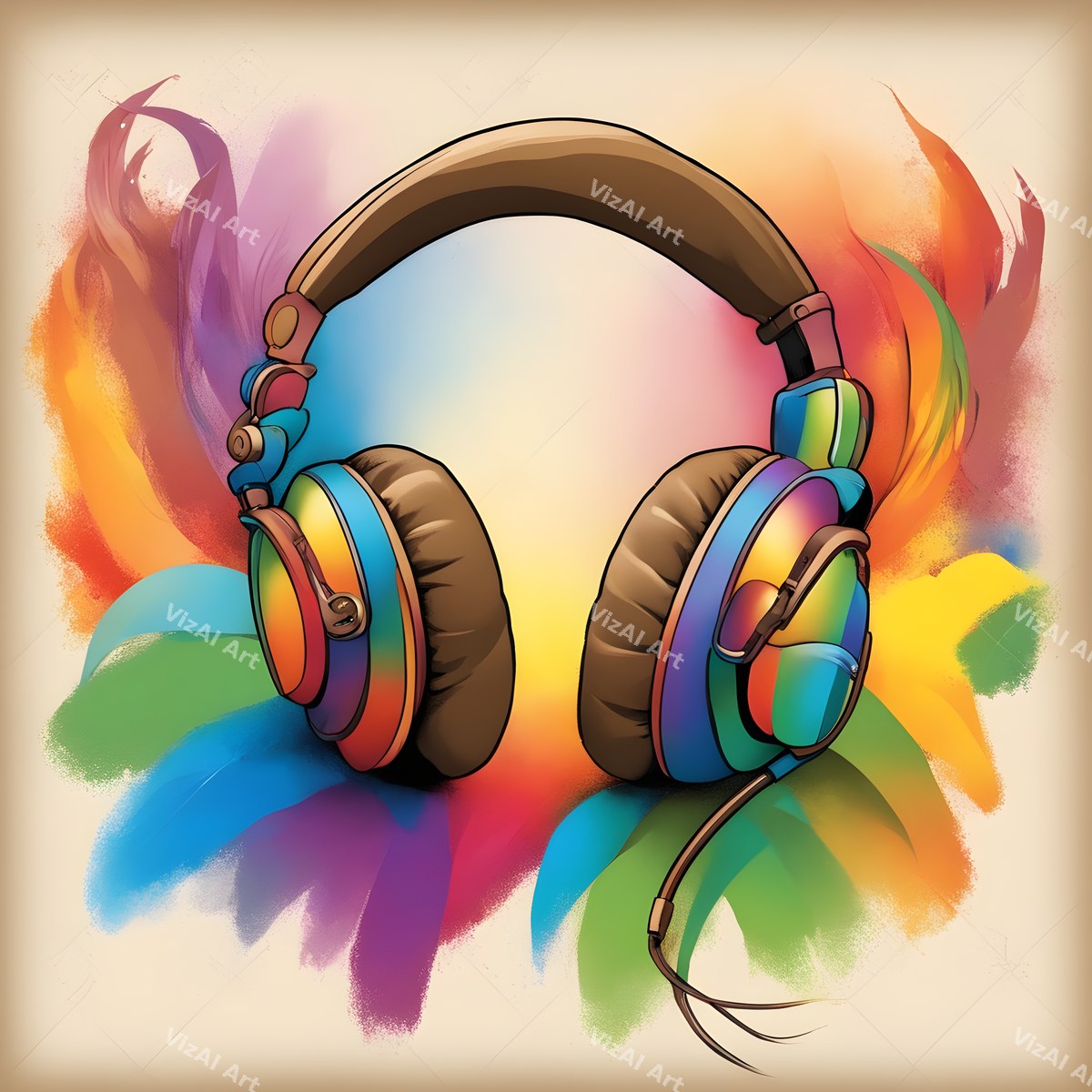 Rainbow Splash Headphones Art — print 8