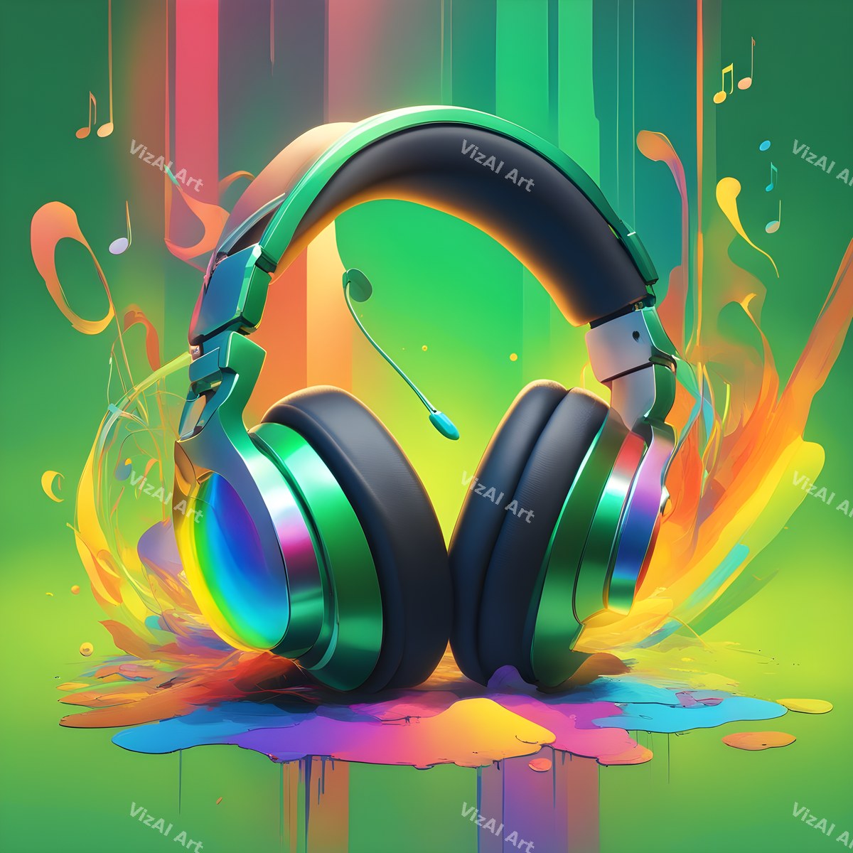 Rainbow Splash Headphones Art — print 9