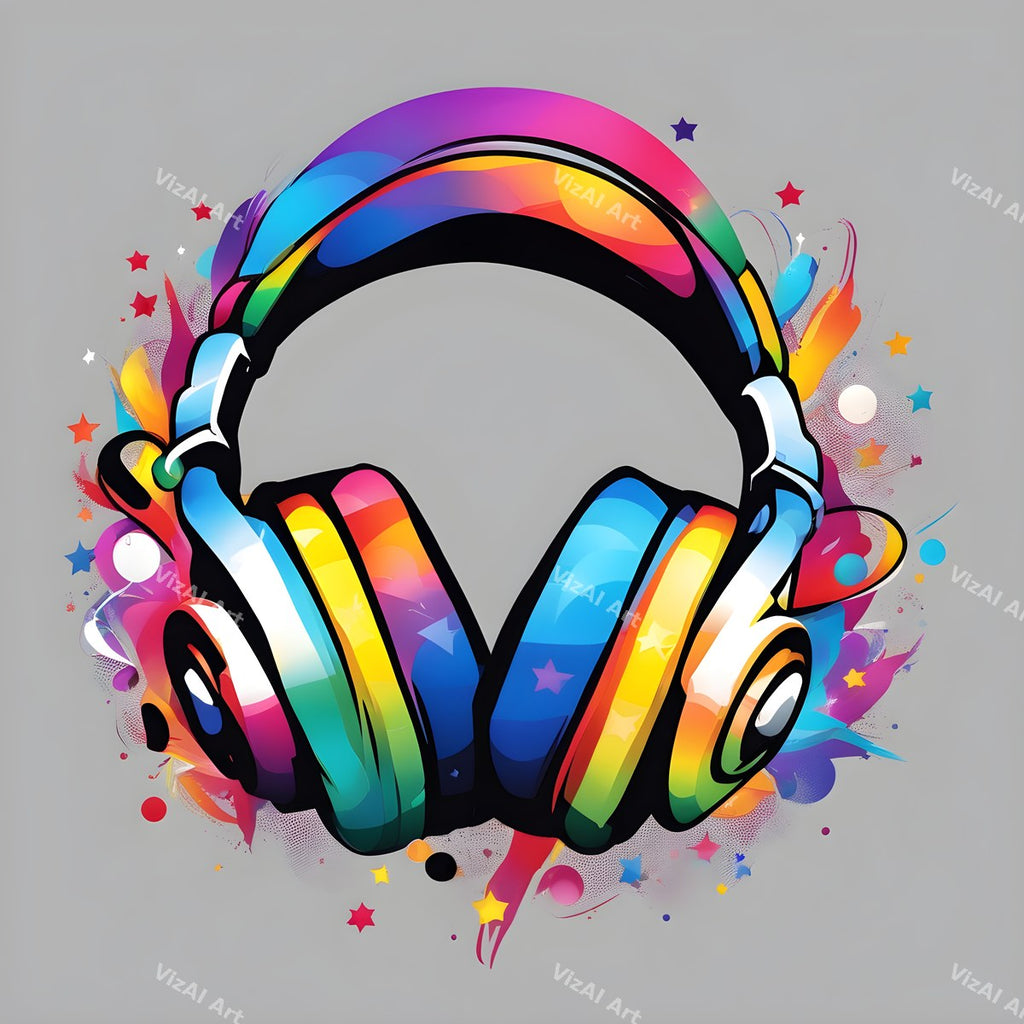 Rainbow Splash Headphones Art — print 11