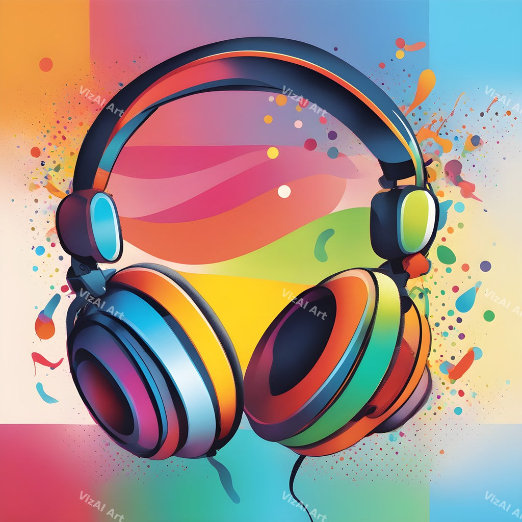 Rainbow Splash Headphones Art — print 12