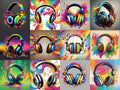 Rainbow Splash Headphones Art — 12 Printable Prints