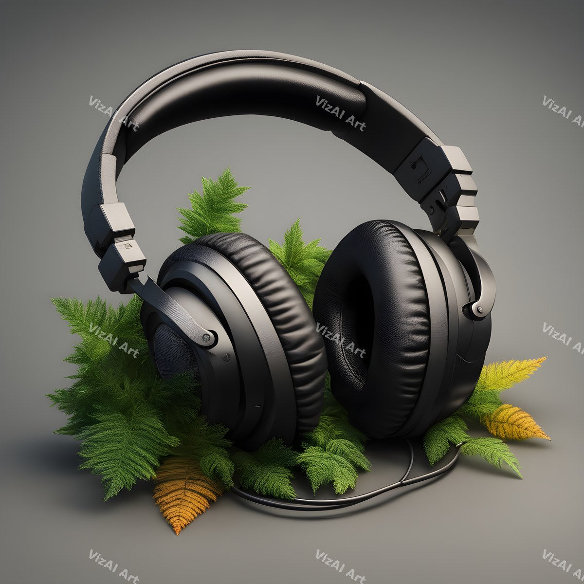 Botanical Headphones Art — print 2
