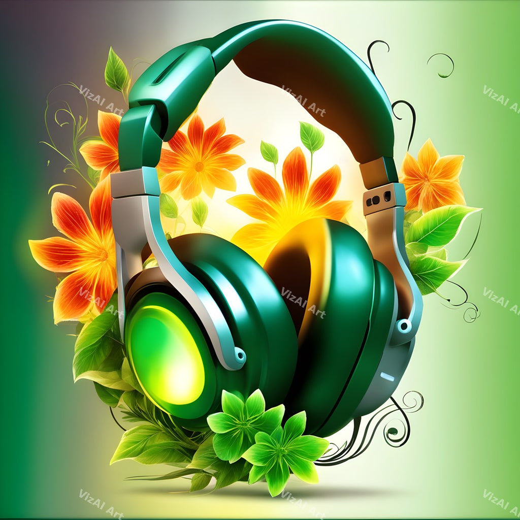 Botanical Headphones Art — print 3
