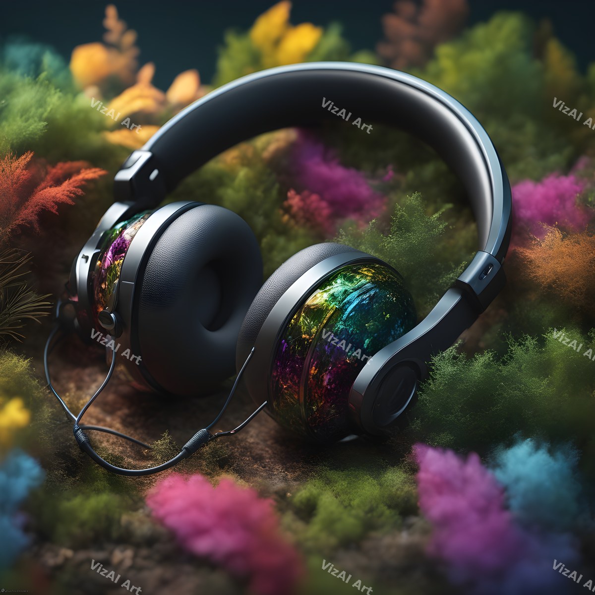Botanical Headphones Art — print 10