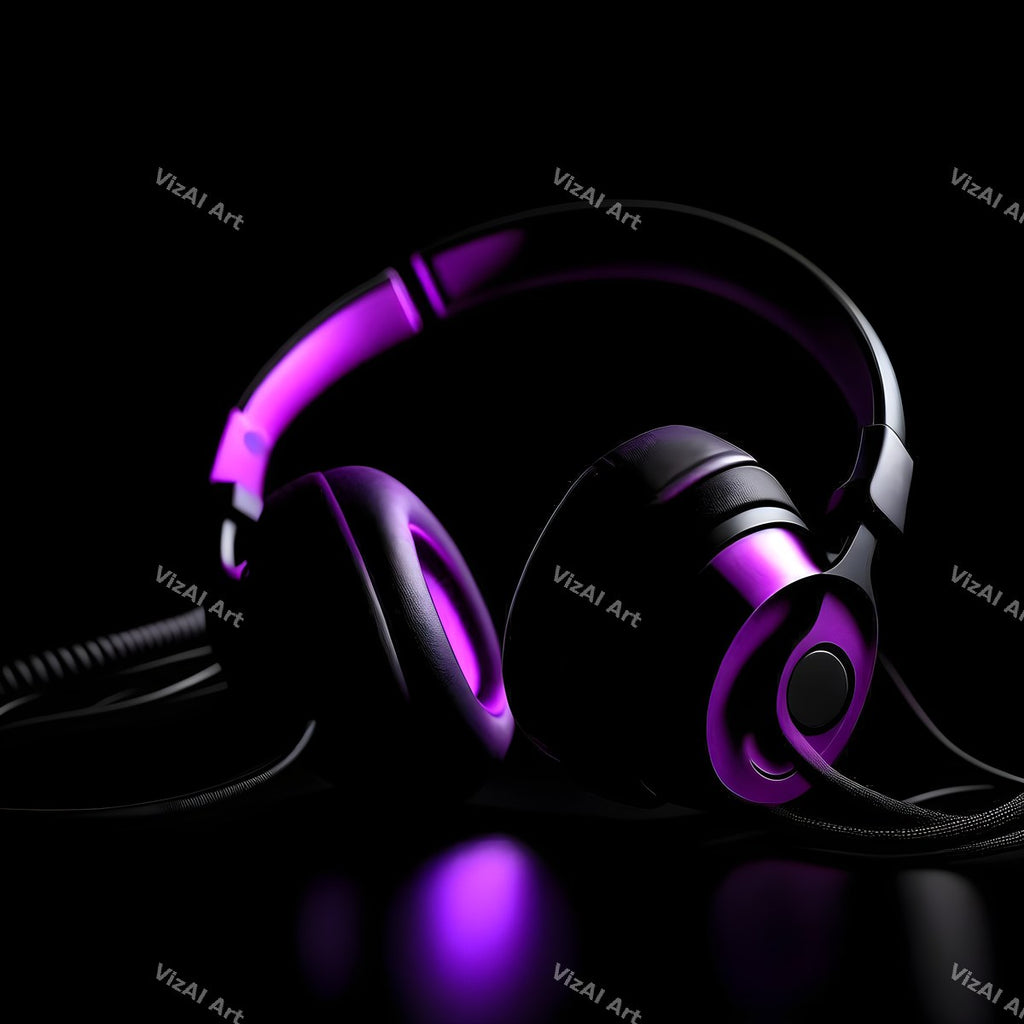 Neon Glow Headphones Art — print 3