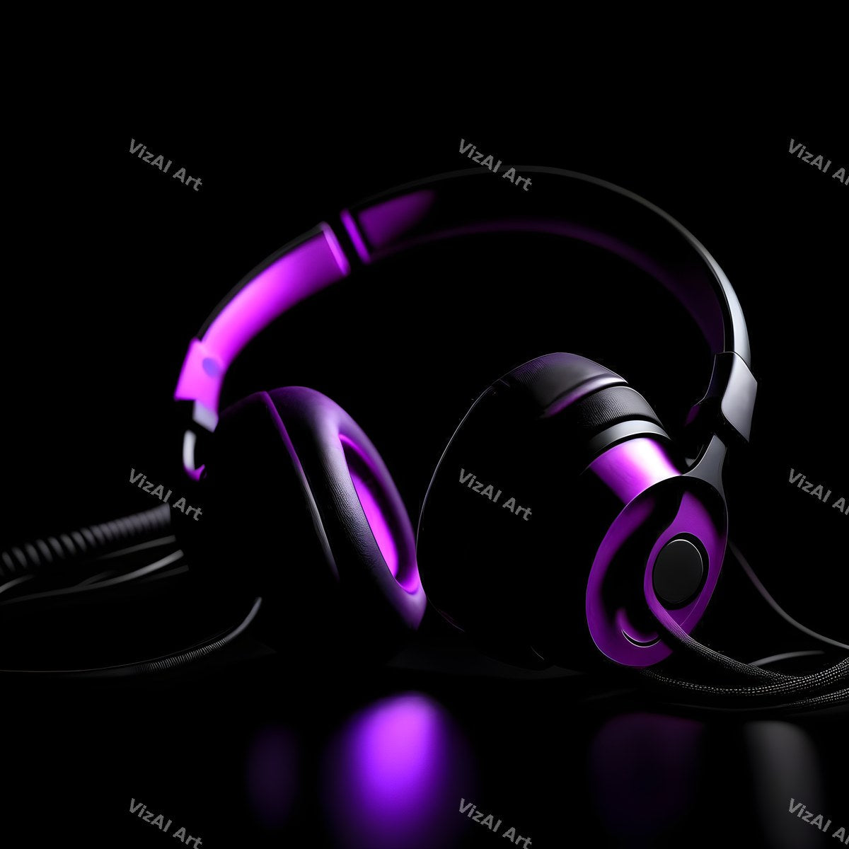 Neon Glow Headphones Art — print 3