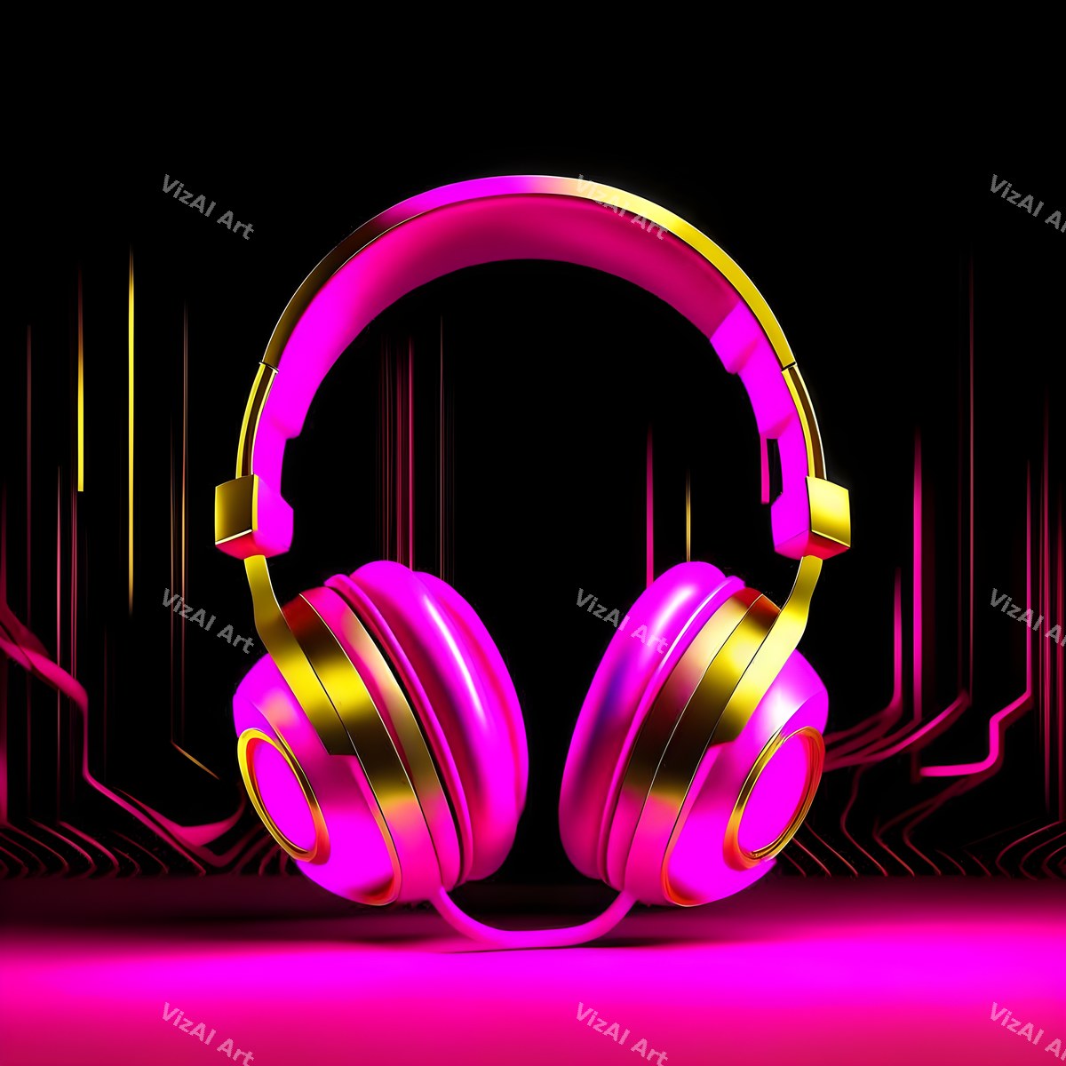 Neon Glow Headphones Art — print 8