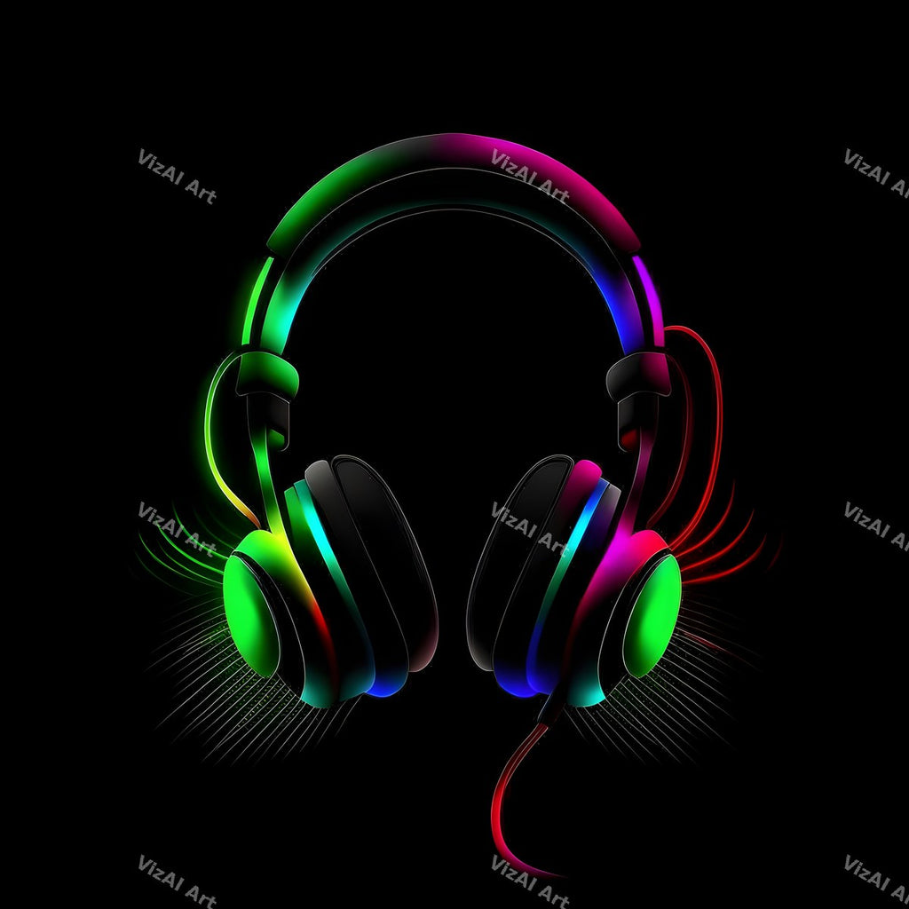 Neon Glow Headphones Art — print 9
