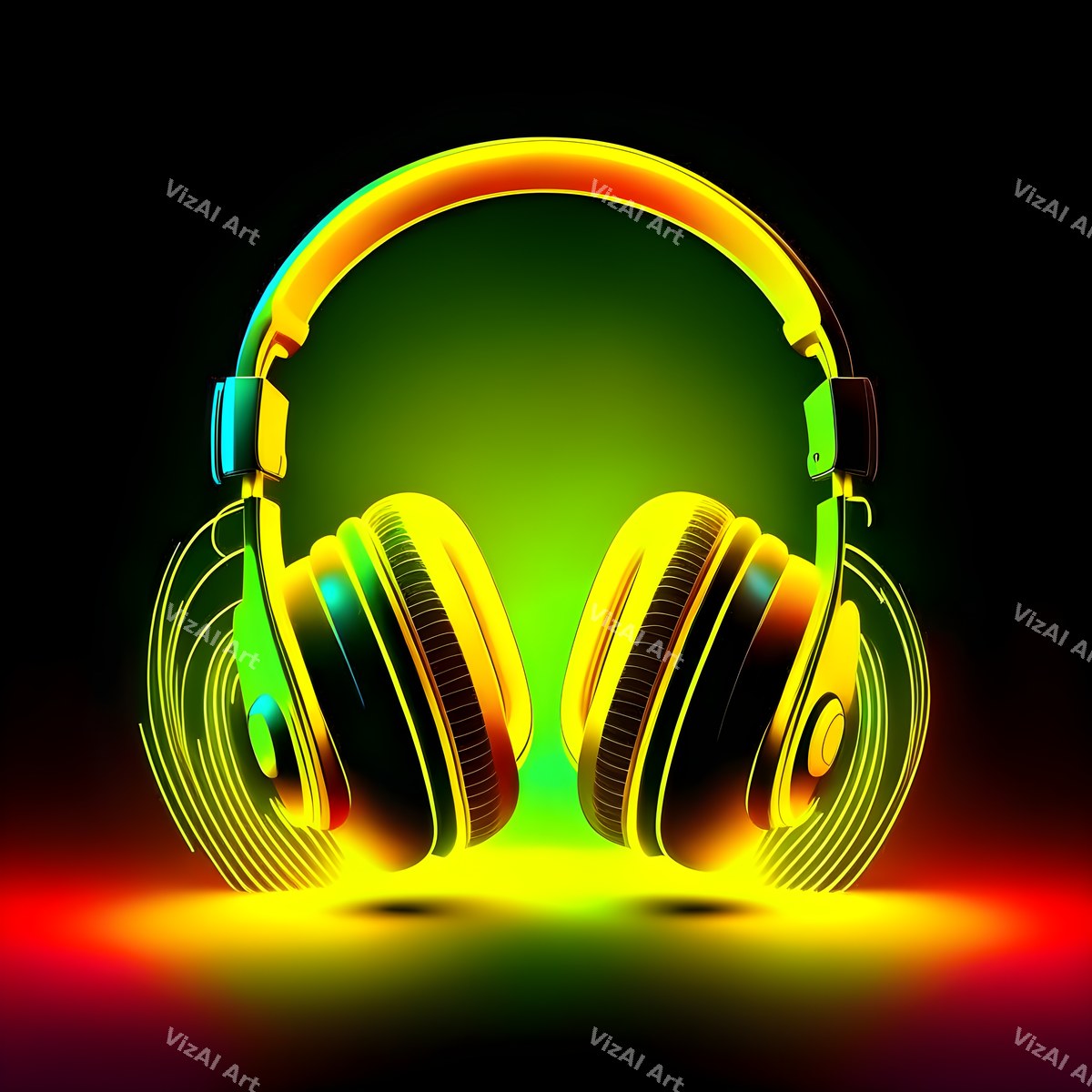 Neon Glow Headphones Art — print 10