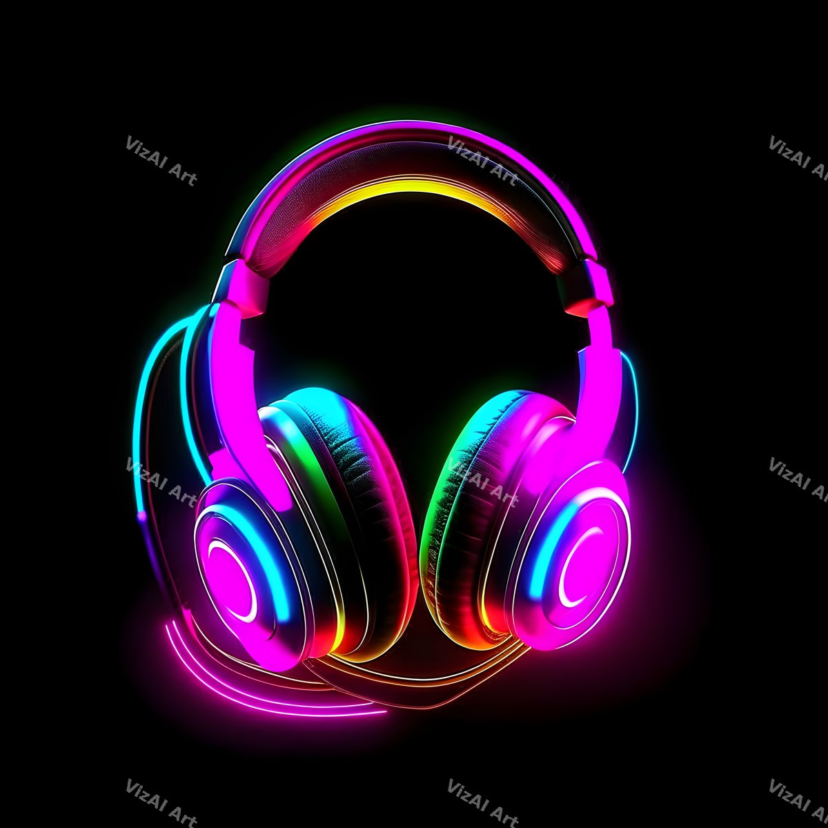 Neon Glow Headphones Art — print 11