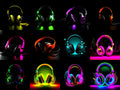 Neon Glow Headphones Art — 12 Printable Prints