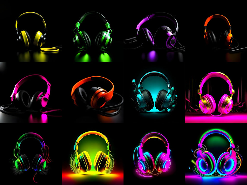 Neon Glow Headphones Art — Choose Your Print