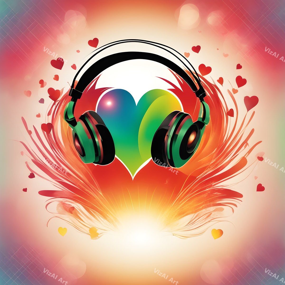 Hearts & Stars Headphones Art — print 1