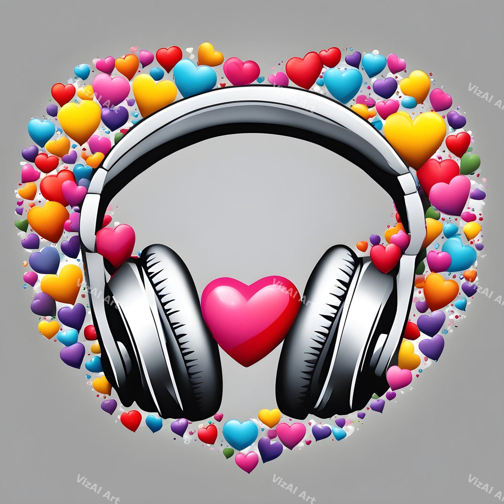 Hearts & Stars Headphones Art — print 4