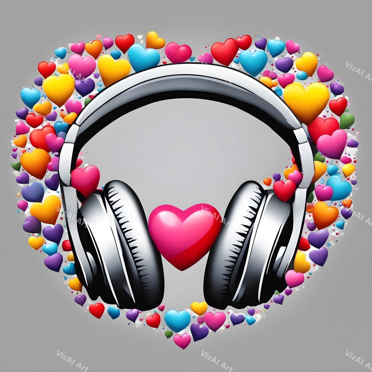 Hearts & Stars Headphones Art — print 4