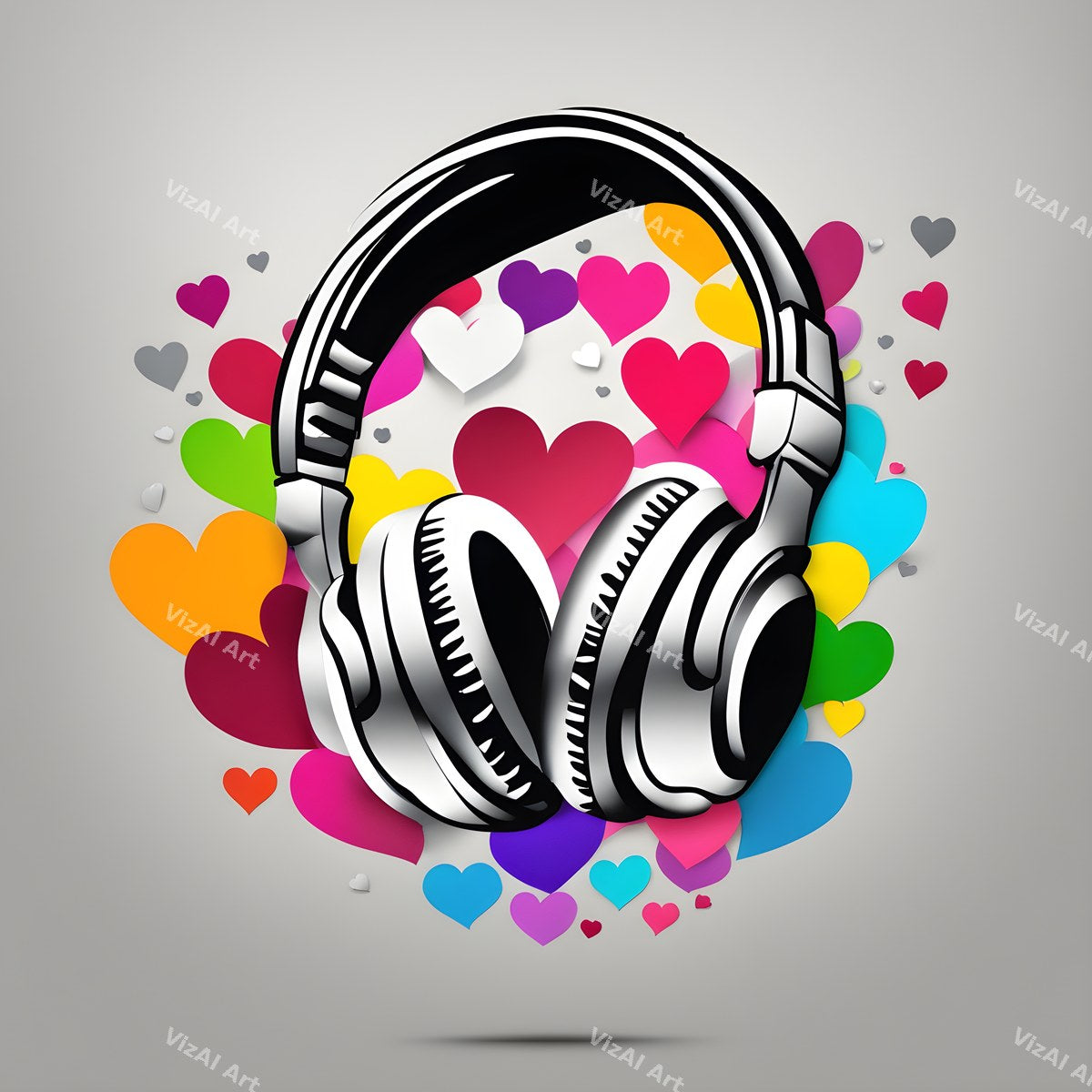 Hearts & Stars Headphones Art — print 5