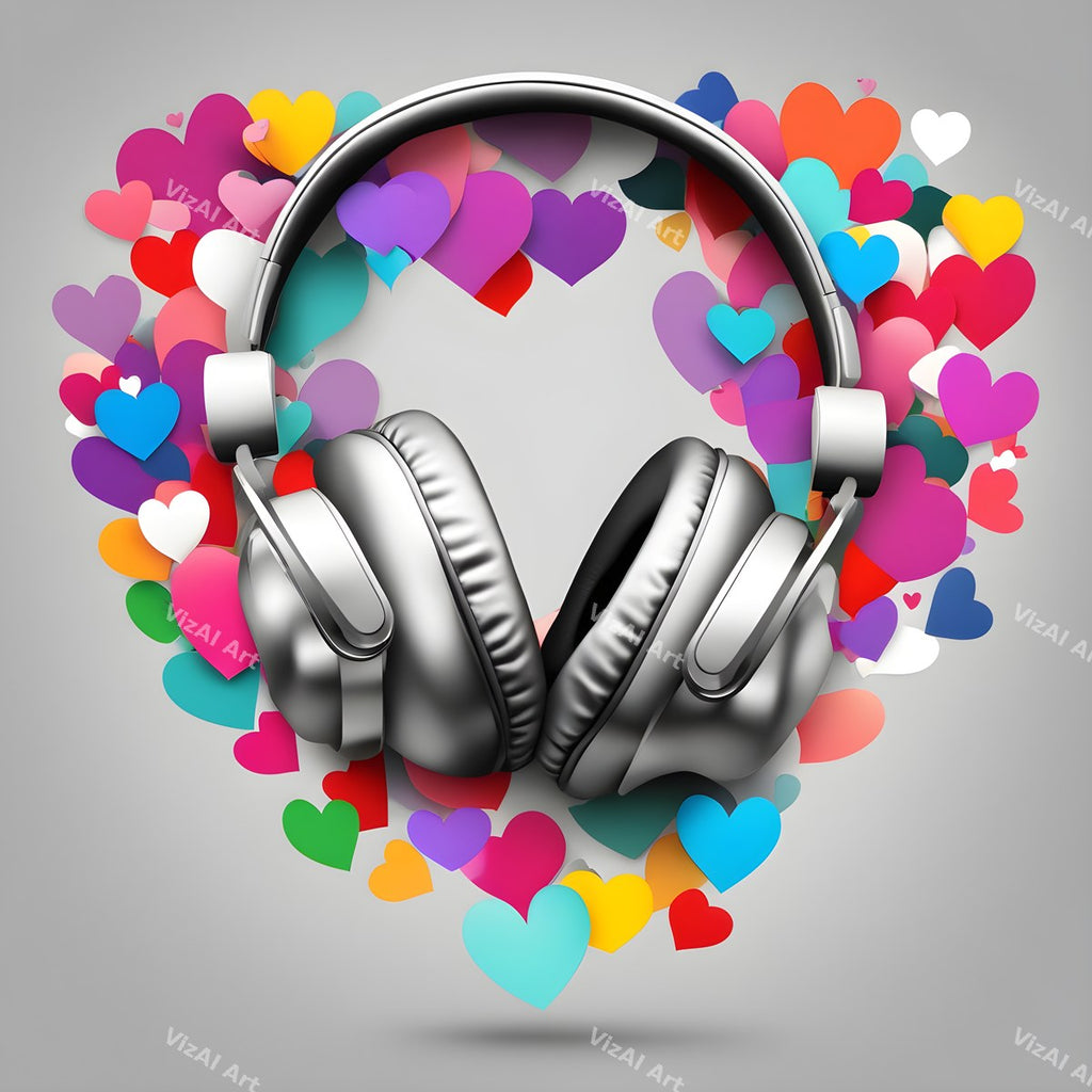 Hearts & Stars Headphones Art — print 6