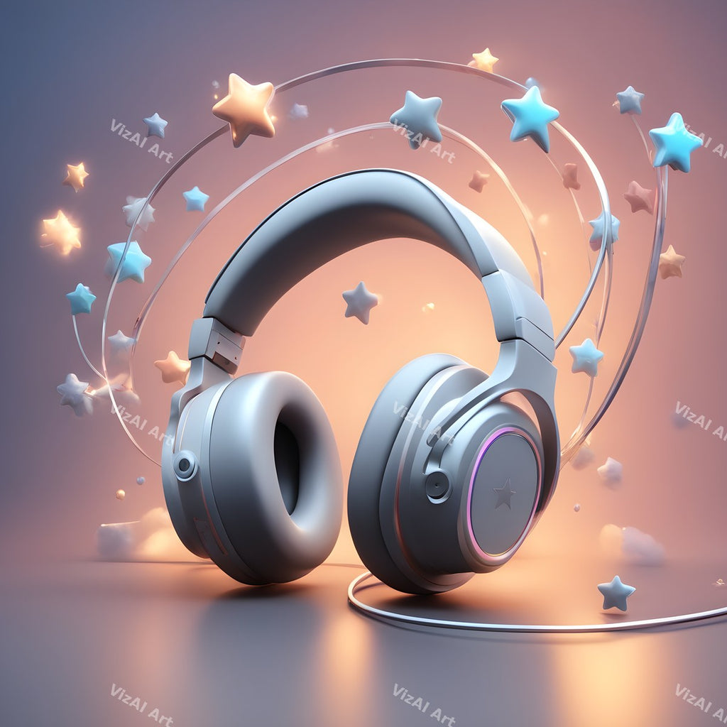 Hearts & Stars Headphones Art — print 8