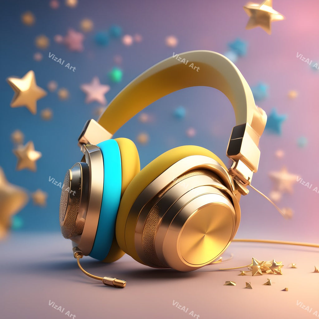 Hearts & Stars Headphones Art — print 9