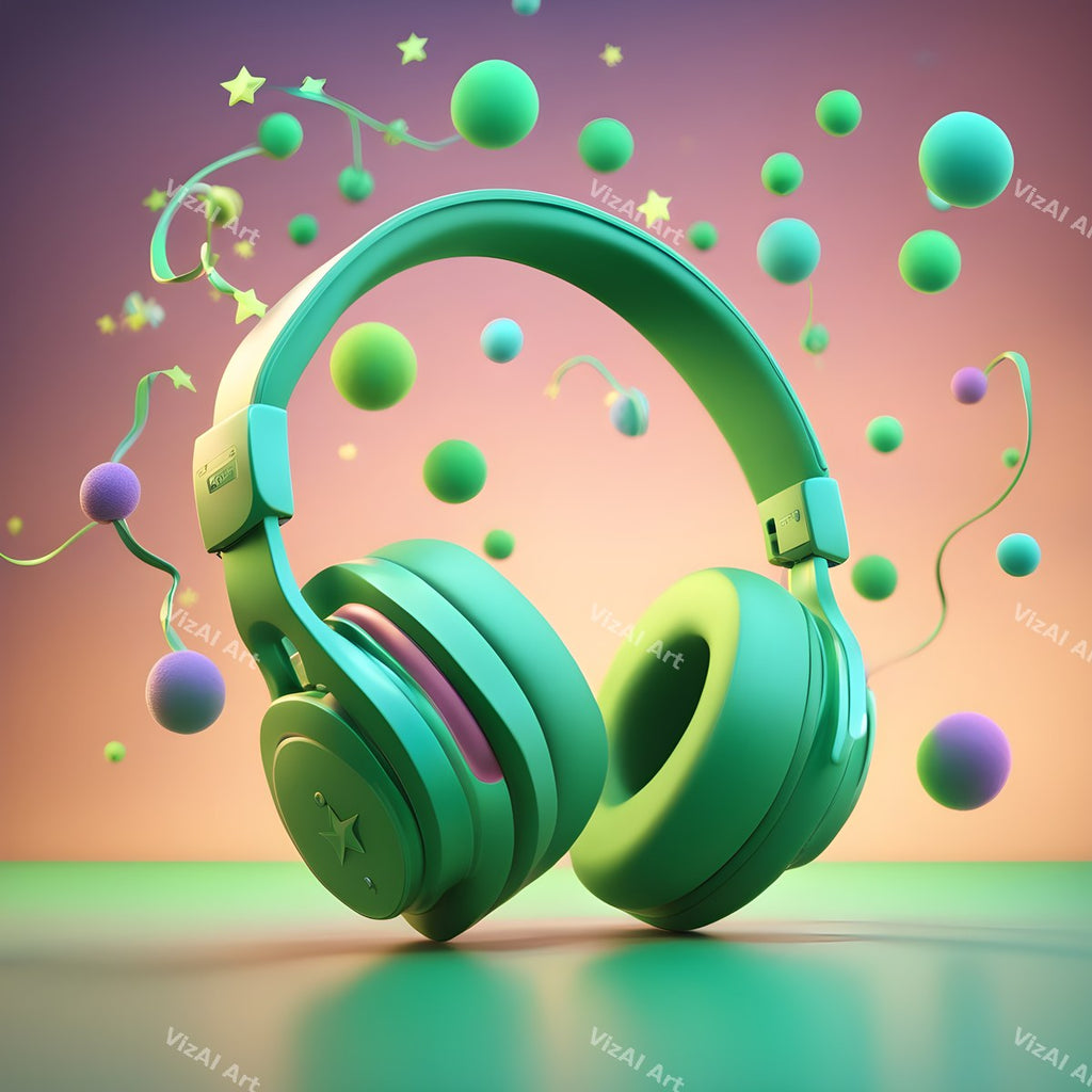 Hearts & Stars Headphones Art — print 10
