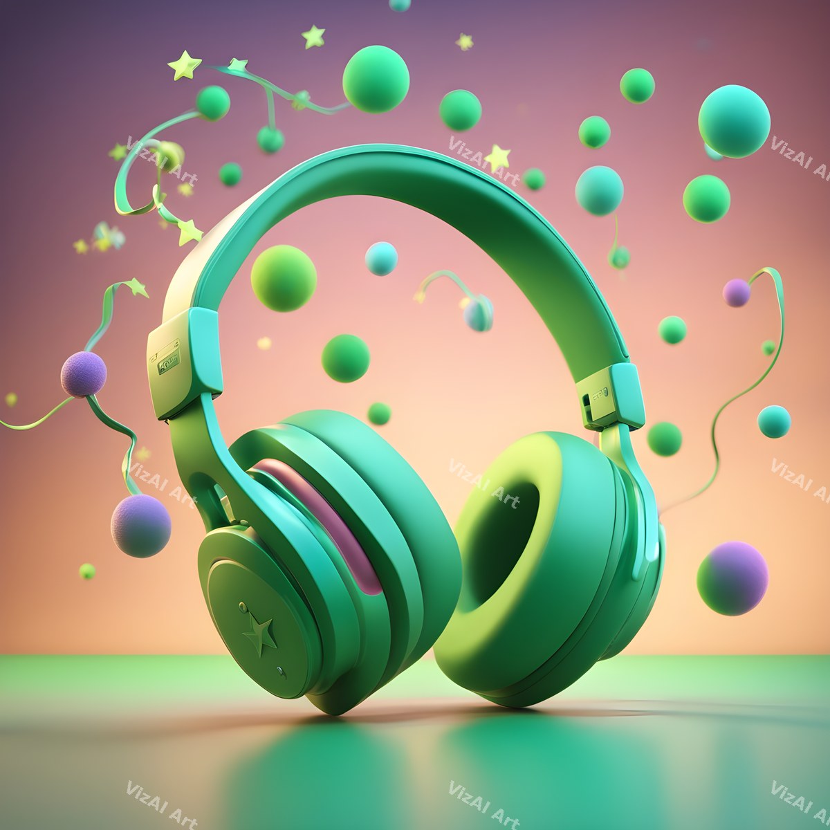 Hearts & Stars Headphones Art — print 10