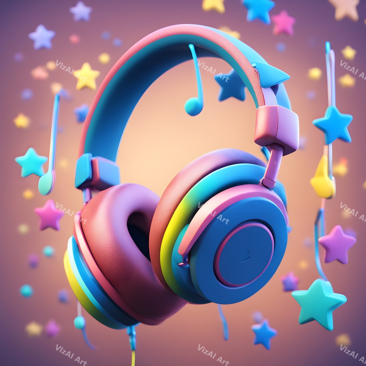 Hearts & Stars Headphones Art — print 11