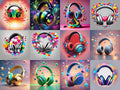 Hearts & Stars Headphones Art — 12 Printable Prints