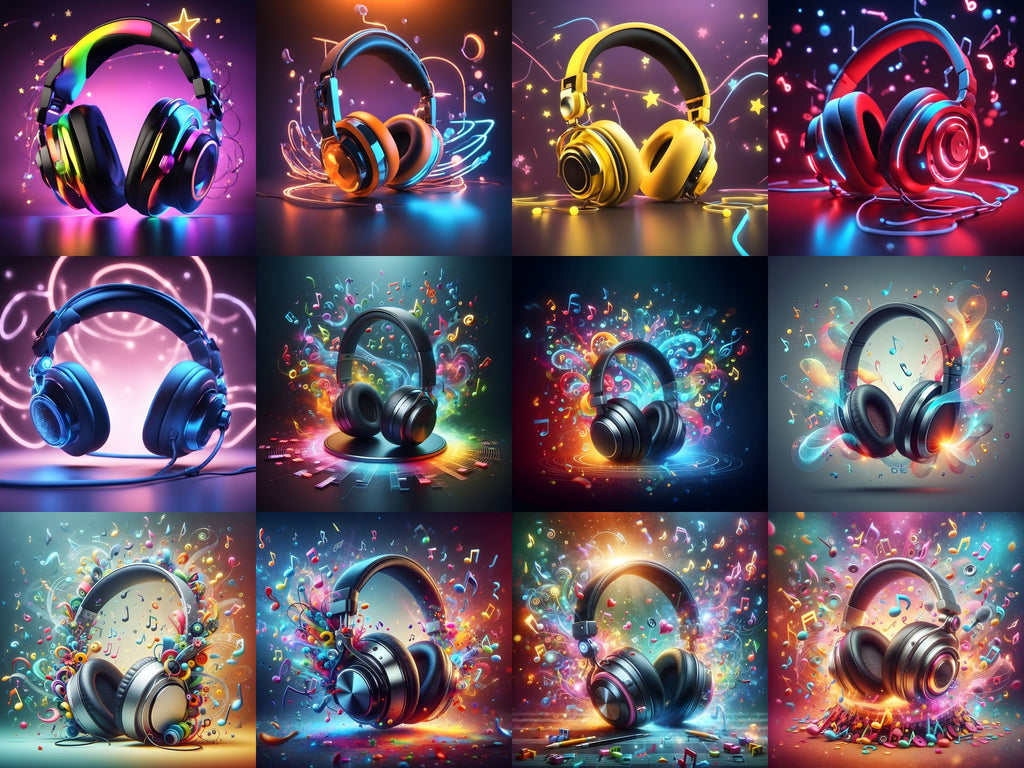 Sound Burst Headphones Art — 12 Printable Prints