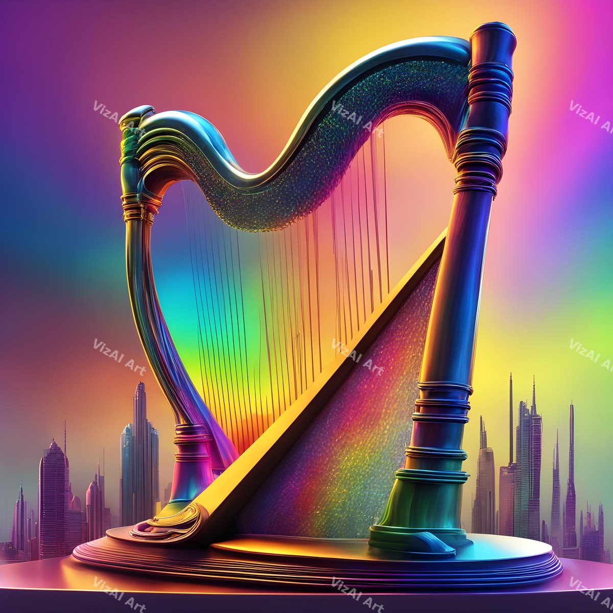 Rainbow Harp Art — print 5