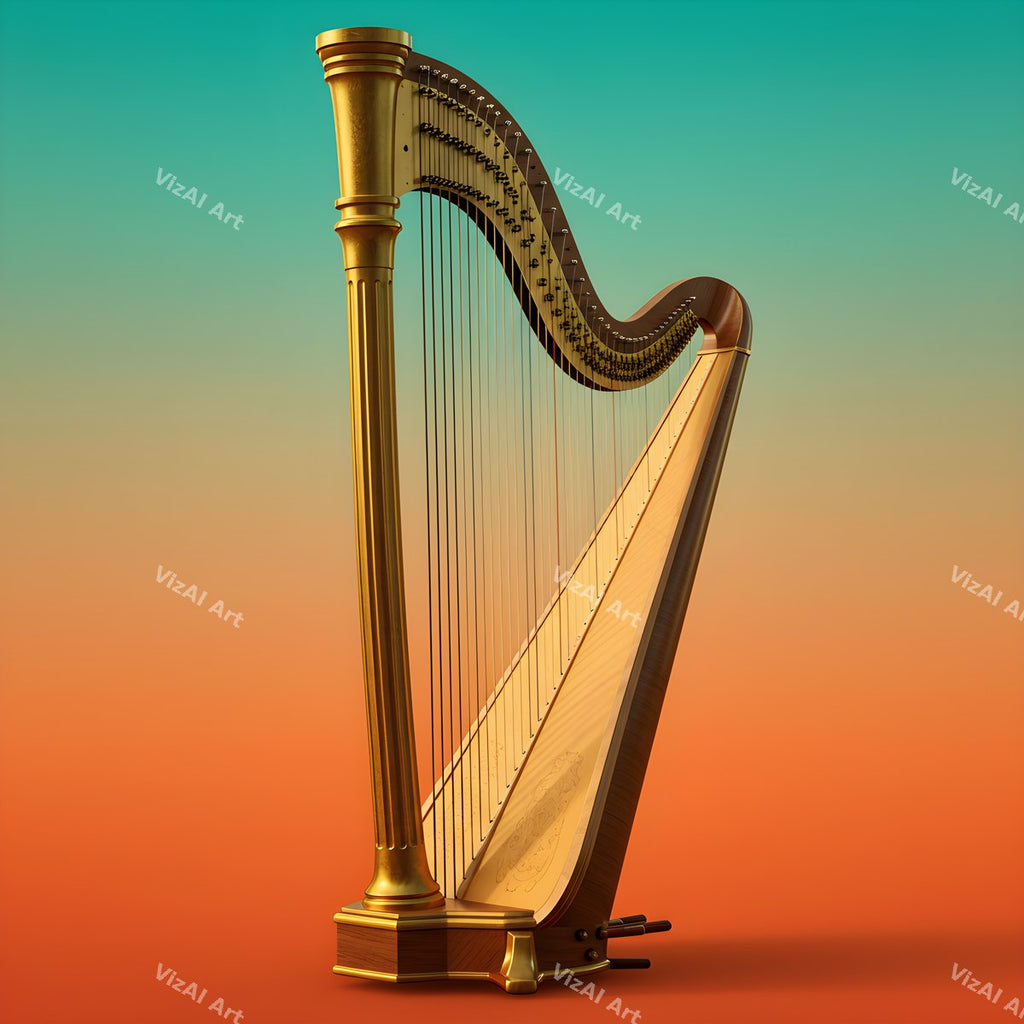 Harp & Music Notes Art — print 1