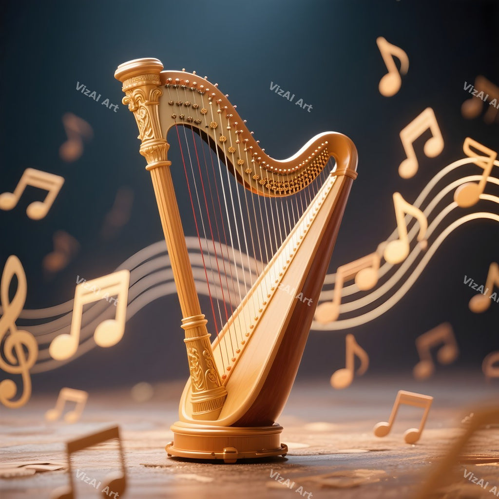 Harp & Music Notes Art — print 4