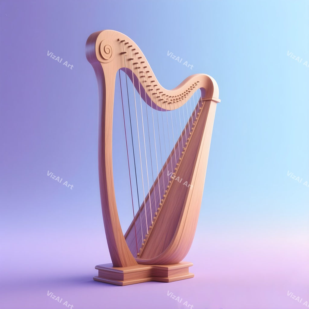 Harp & Music Notes Art — print 7