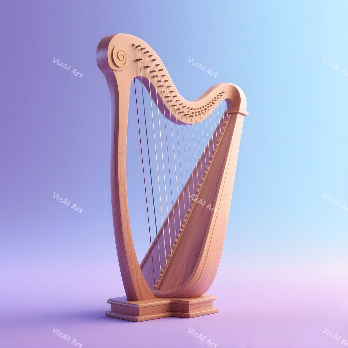 Harp & Music Notes Art — print 7