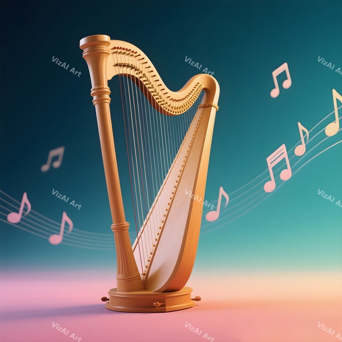 Harp & Music Notes Art — print 8