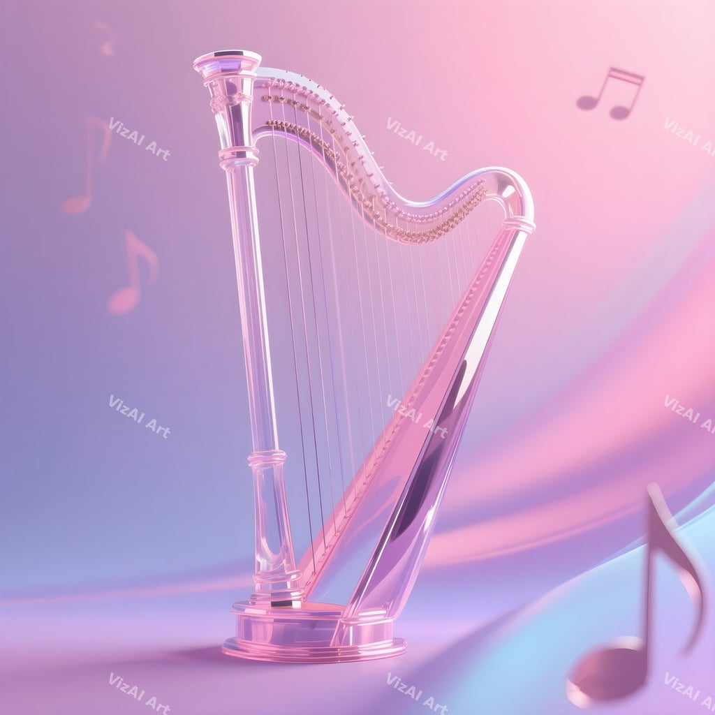 Harp & Music Notes Art — print 9