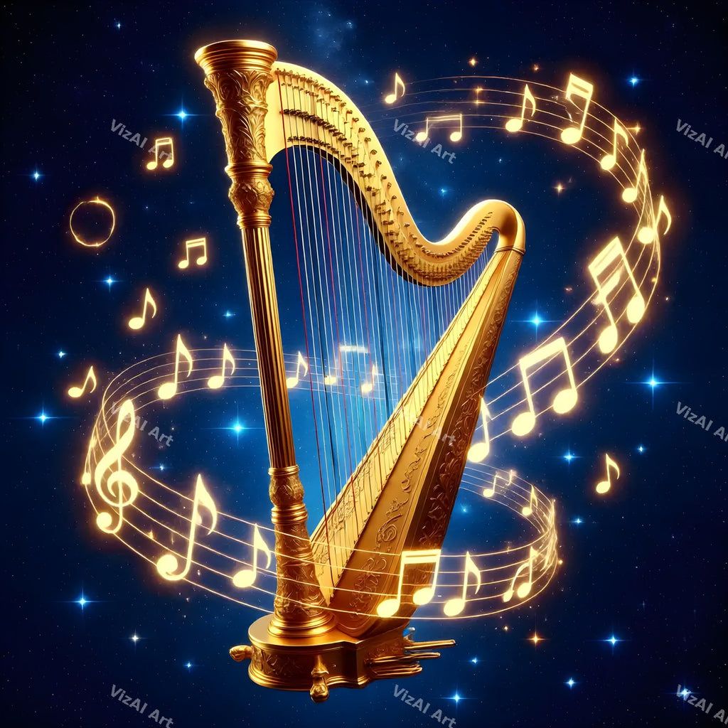 Harp & Music Notes Art — print 10
