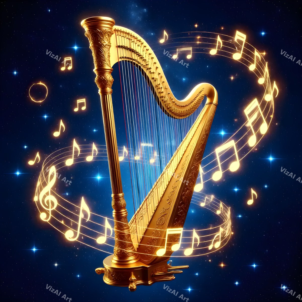 Harp & Music Notes Art — print 10