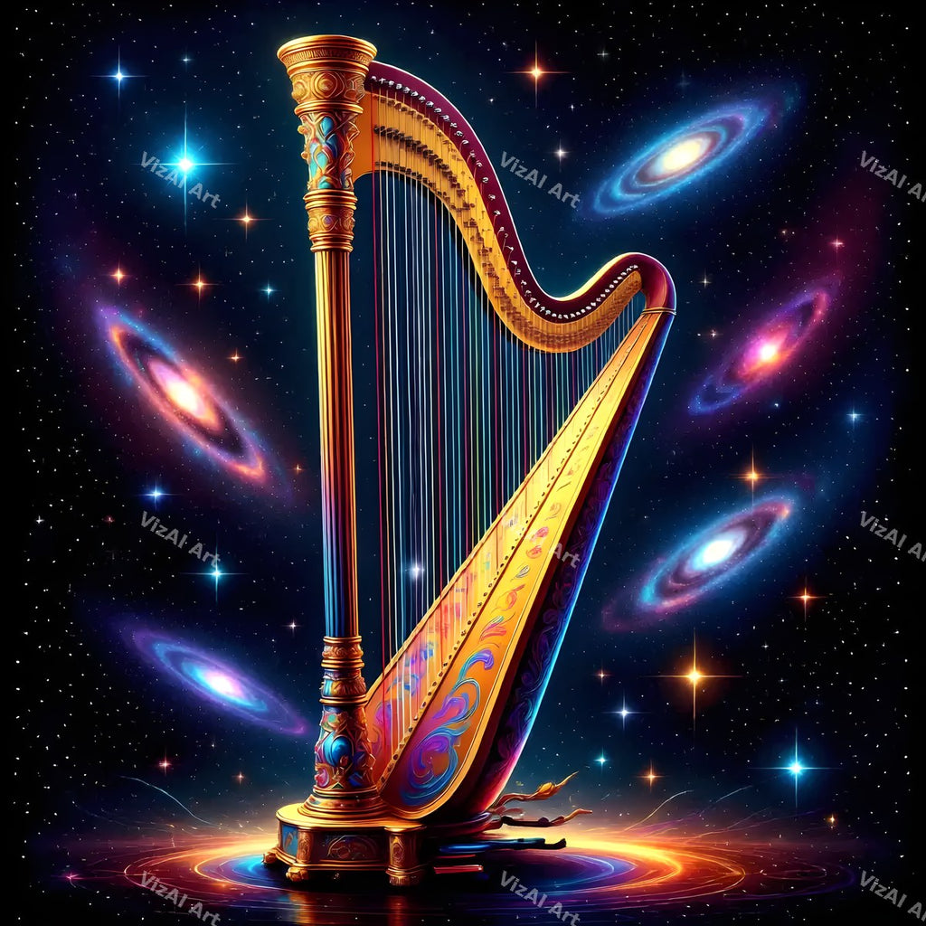 Harp & Music Notes Art — print 12