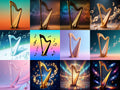 Harp & Music Notes Art — 12 Printable Prints