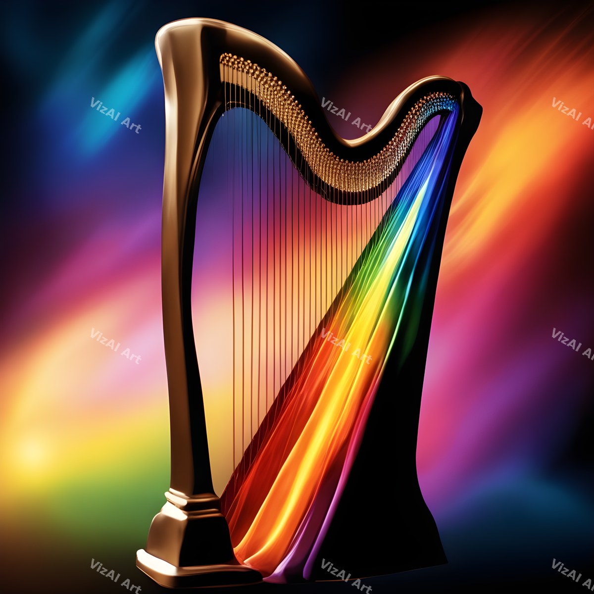 Neon Glow Harp Art — print 2