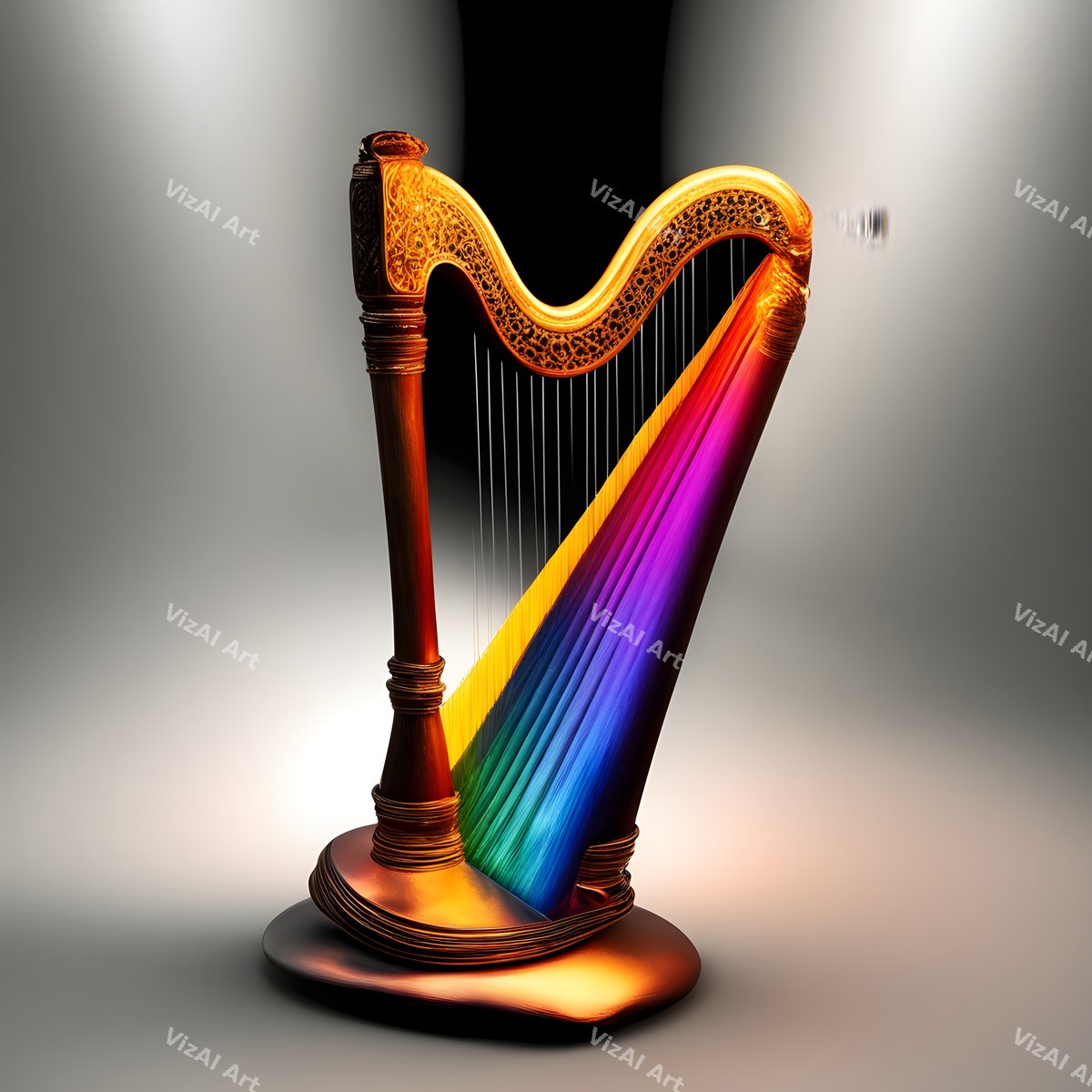 Neon Glow Harp Art — print 3
