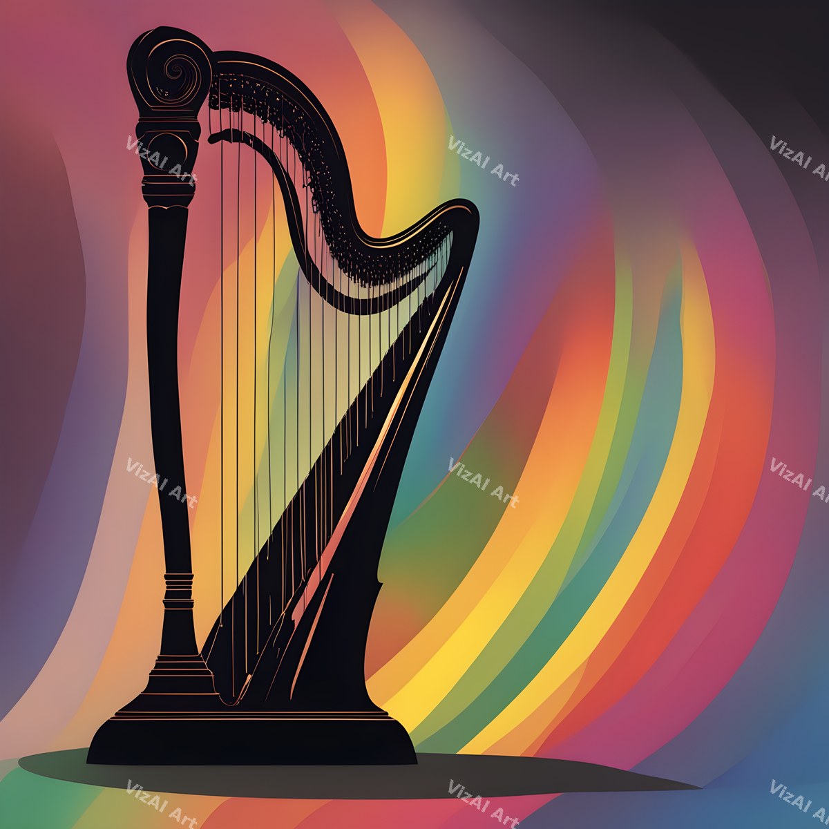 Neon Glow Harp Art — print 4
