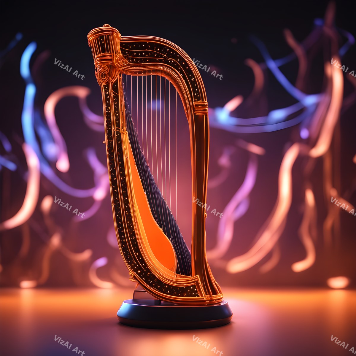 Neon Glow Harp Art — print 5