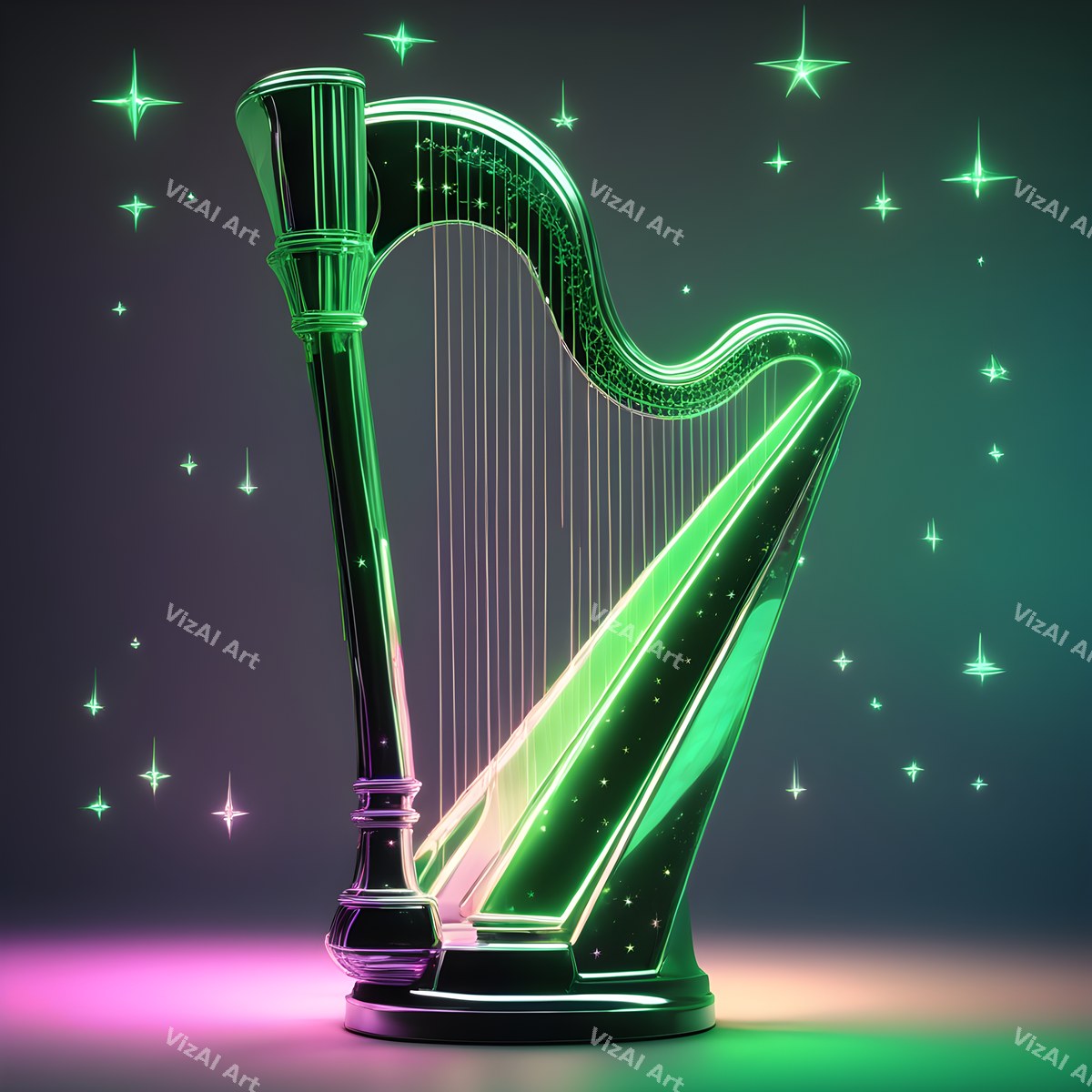 Neon Glow Harp Art — print 10
