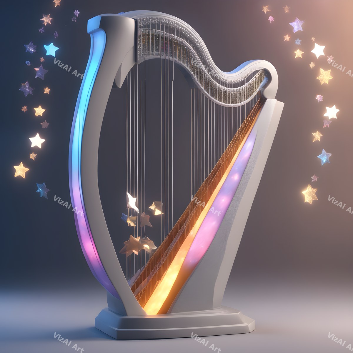 Neon Glow Harp Art — print 12