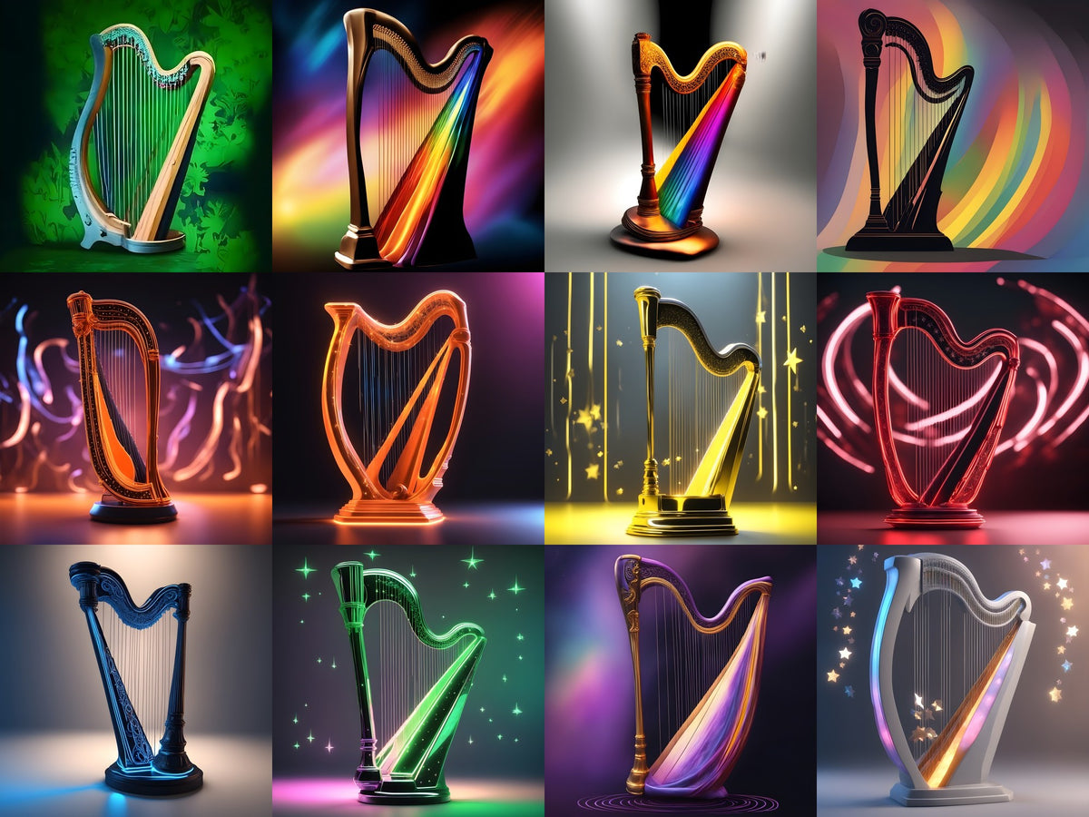 Neon Glow Harp Art — Choose Your Print