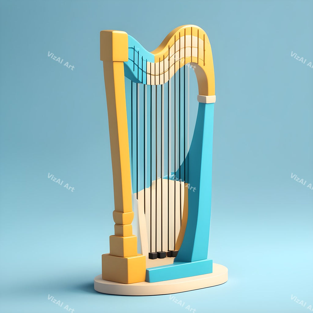 Playful Colour & Hearts Harp Art — print 1