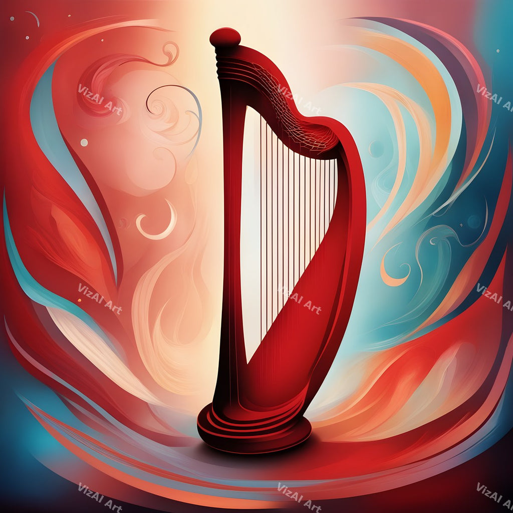 Playful Colour & Hearts Harp Art — print 4
